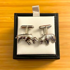 David Donahue Sterling Silver Bull & Bear Cufflinks